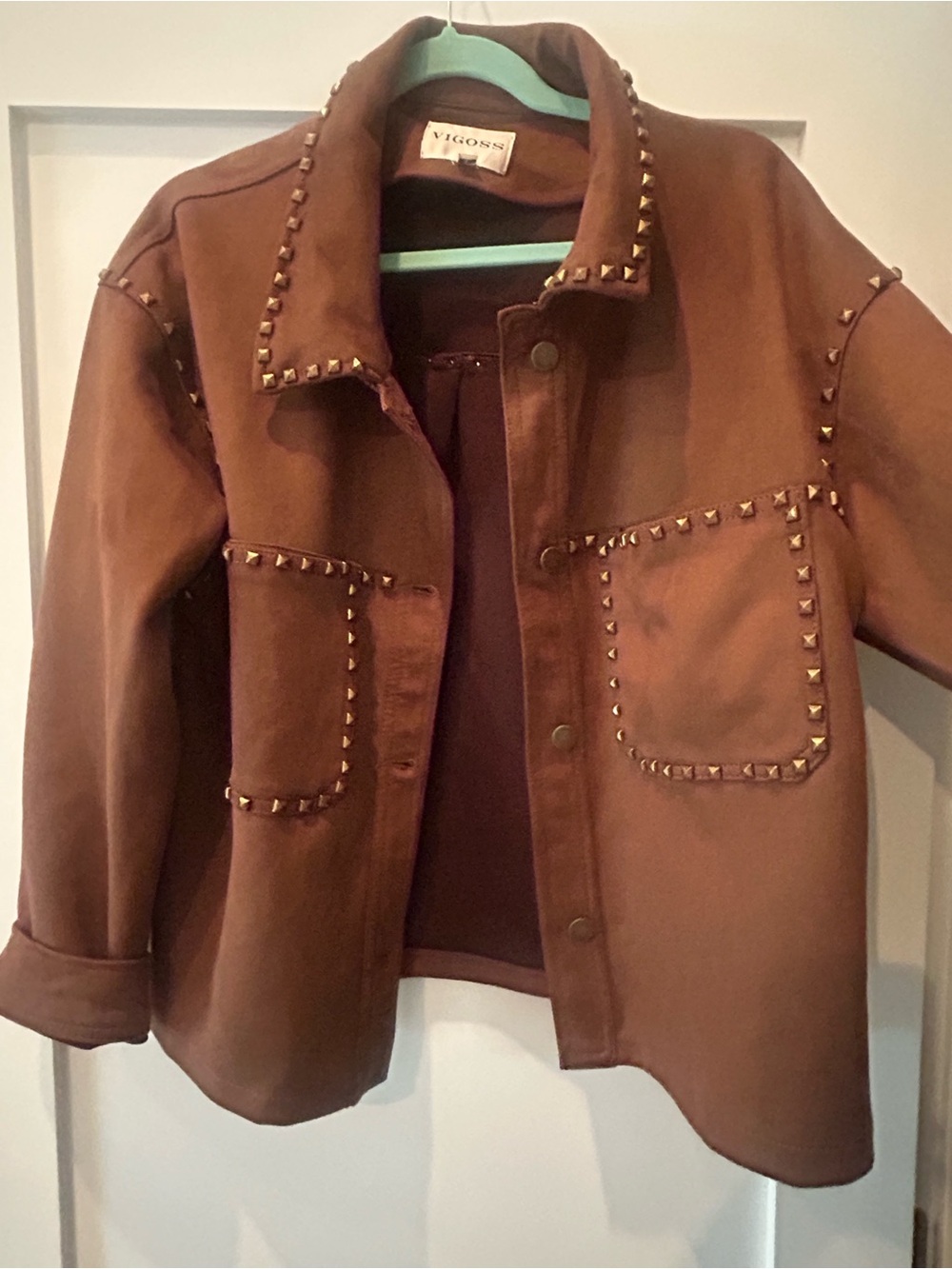 Vigoss Brown Studded Shacket Jacket
